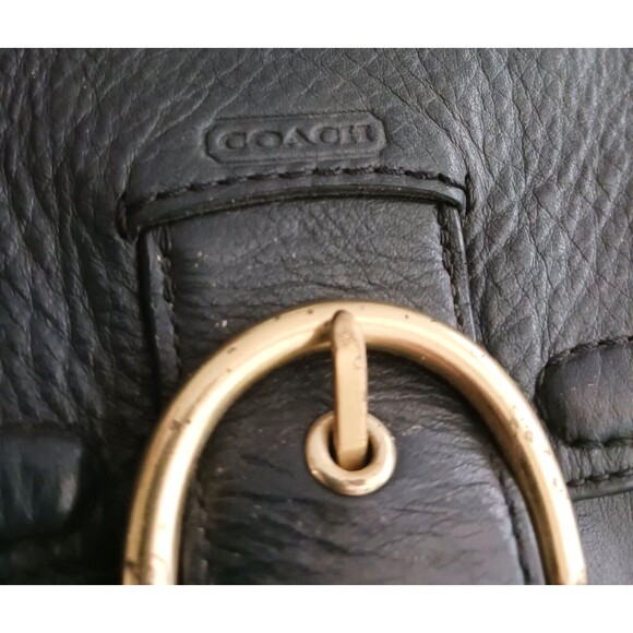 Coach Black Leather Satchel with Gold Accents - Picture 7 of 10